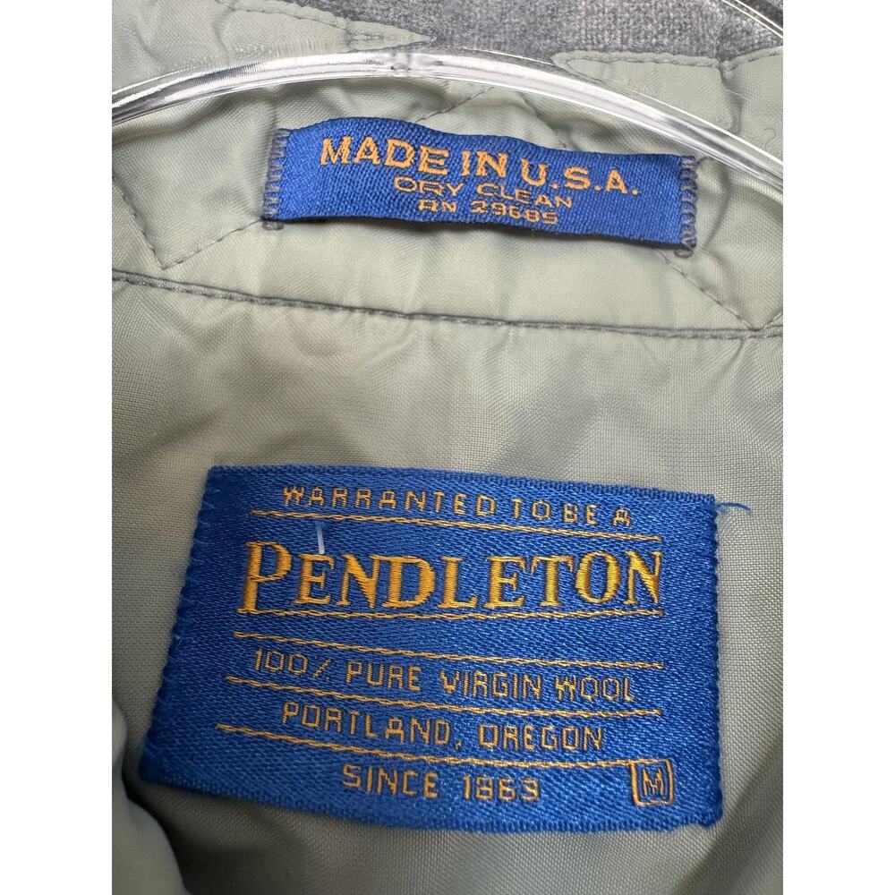 Pendleton Shirt Mens Medium Gray Plaid Wool Flannel Long Sleeve Lined Made USA - Picture 5 of 9